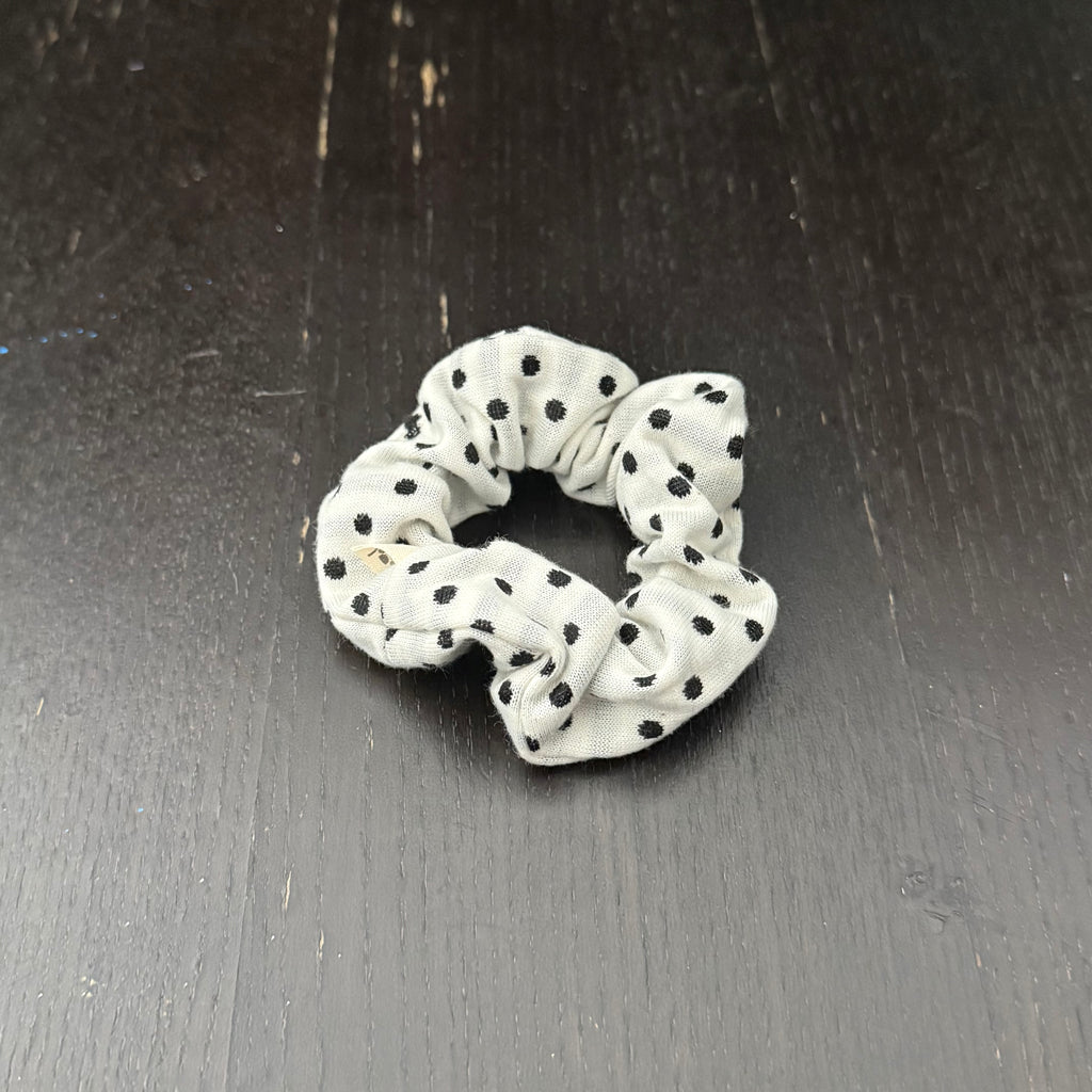 Black Polka Dot White Hair Tie｜黑色波点白色发圈