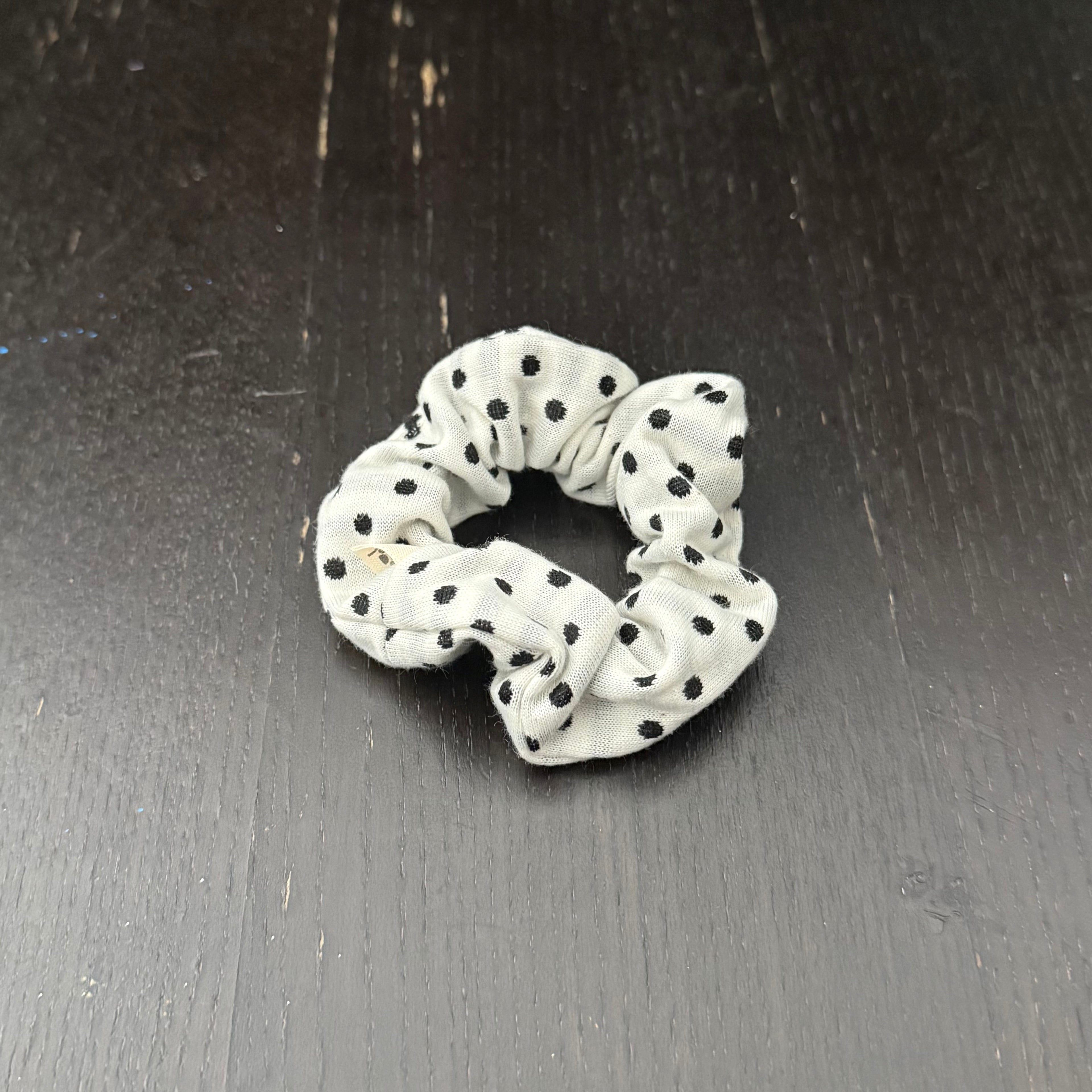 Black Polka Dot White Hair Tie｜黑色波点白色发圈