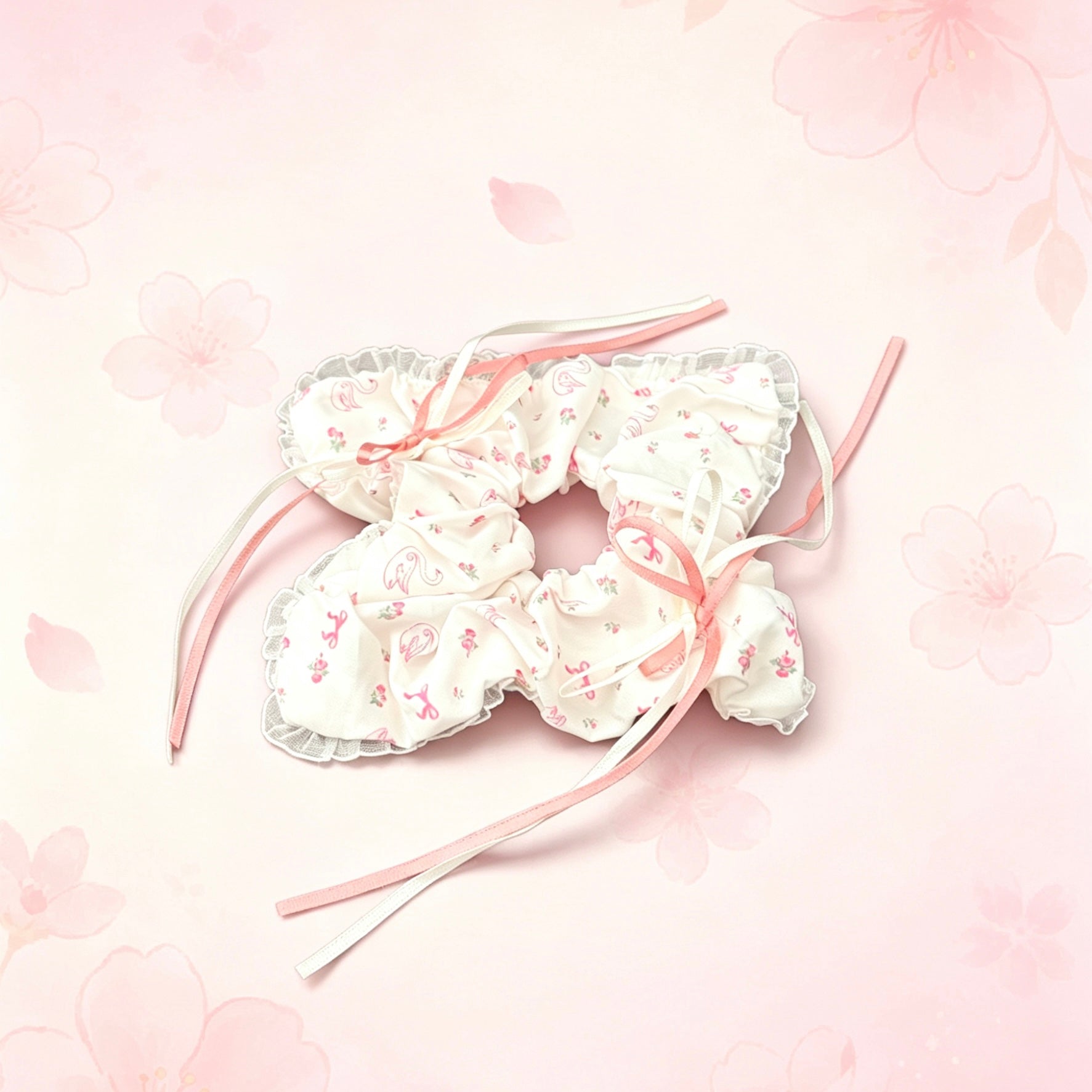 Swan Rose Bow White Hair Tie｜天鹅玫瑰蝴蝶结白色发圈
