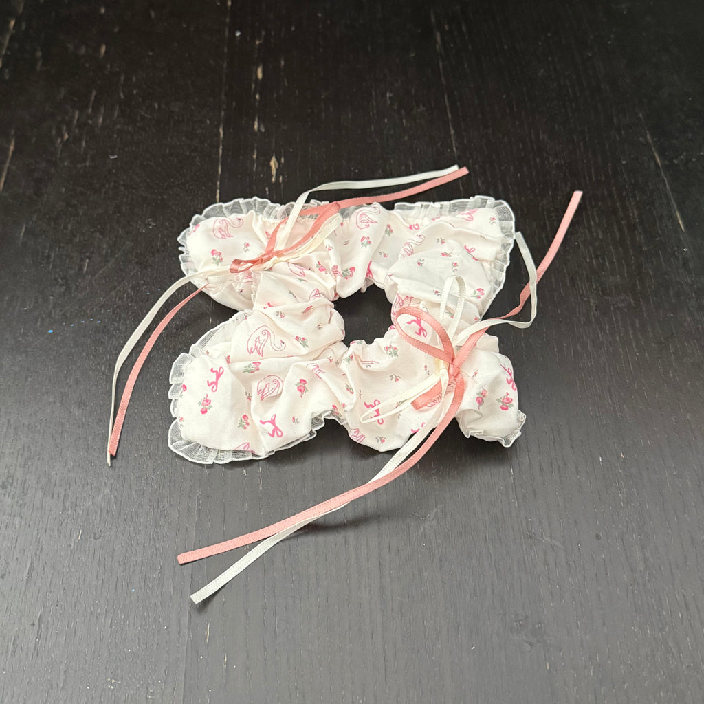 Swan Rose Bow White Hair Tie｜天鹅玫瑰蝴蝶结白色发圈