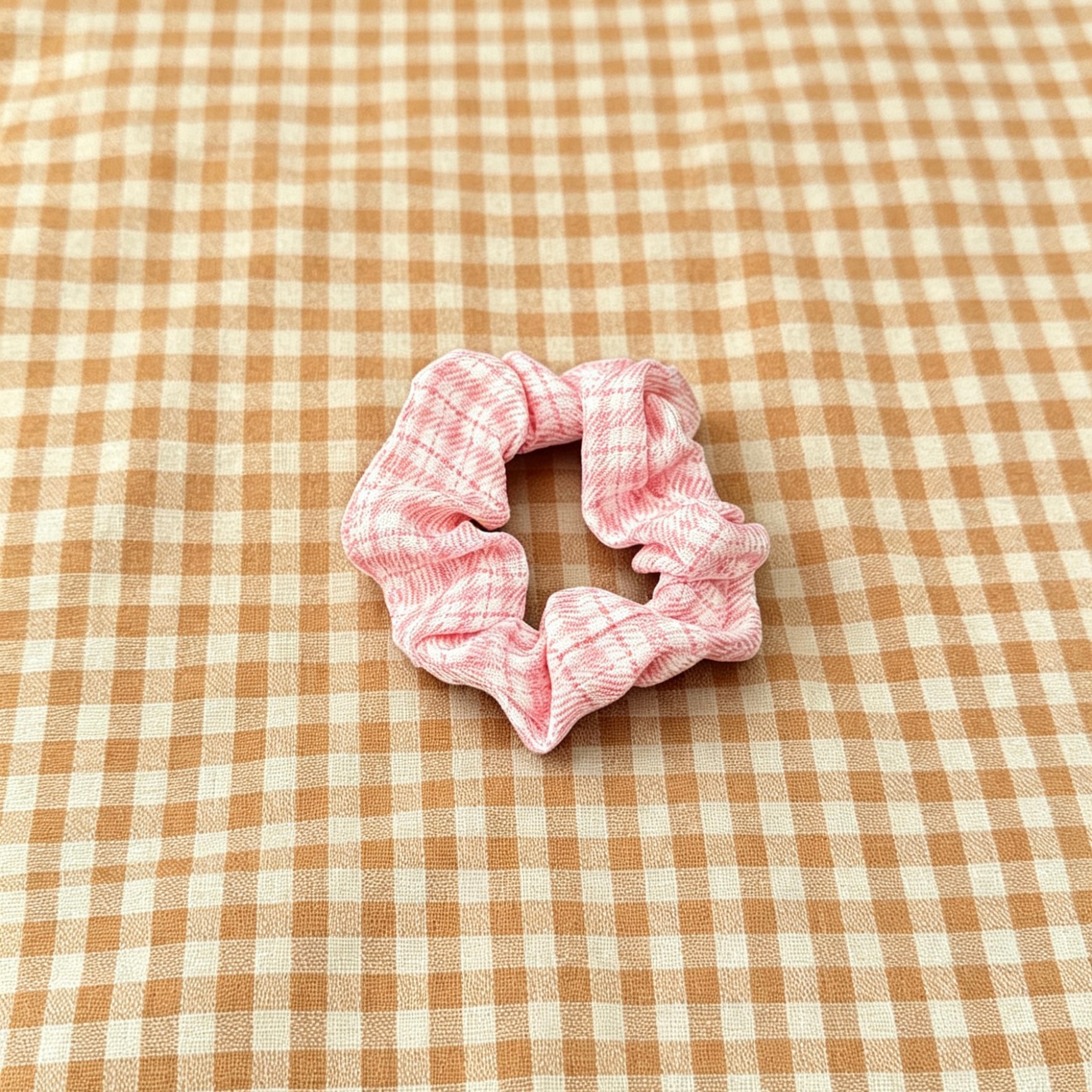 Pink Plaid Hair Tie｜粉红格子发圈
