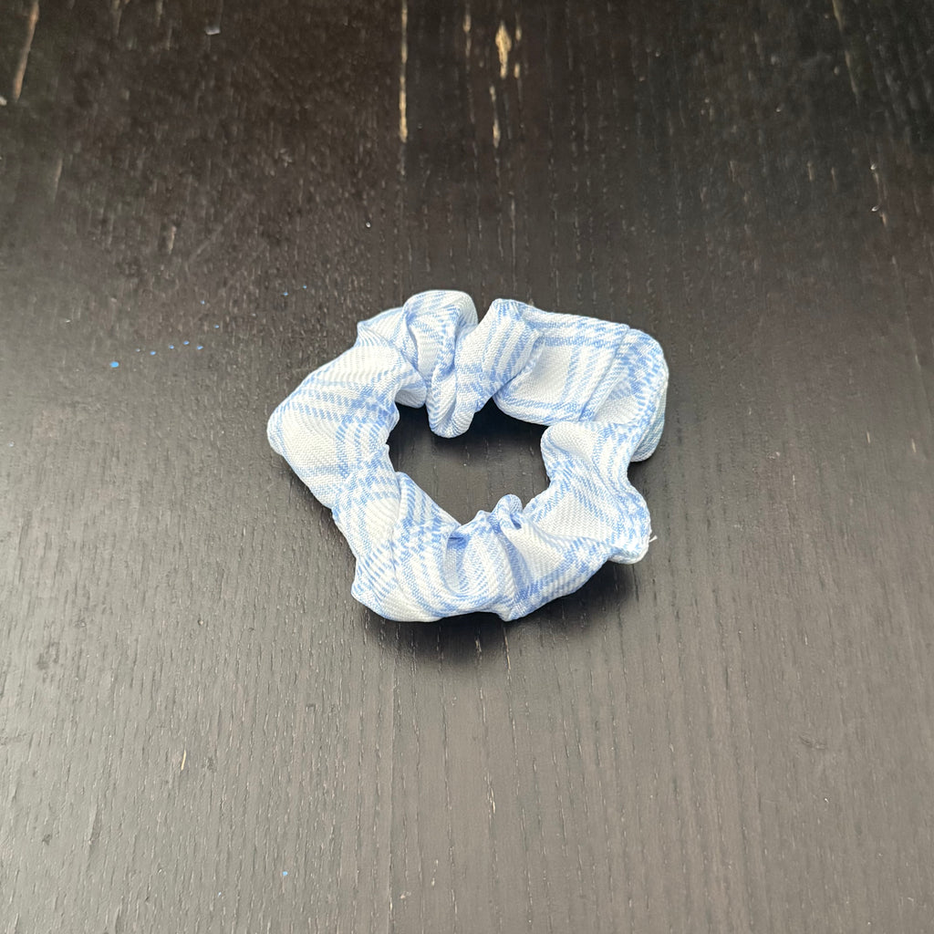 Blue and White Plaid Hair Tie｜蓝白格子发圈