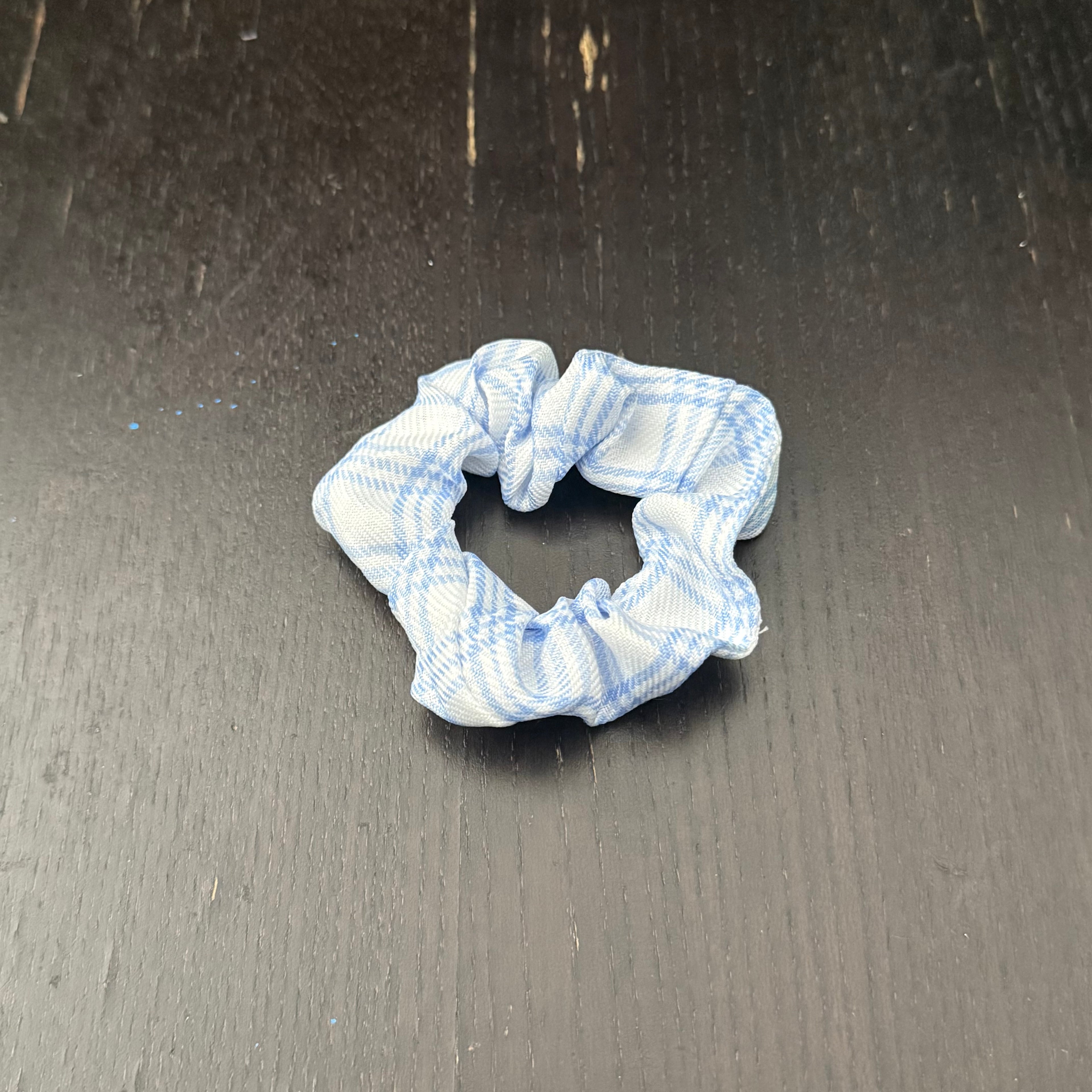 Blue and White Plaid Hair Tie｜蓝白格子发圈