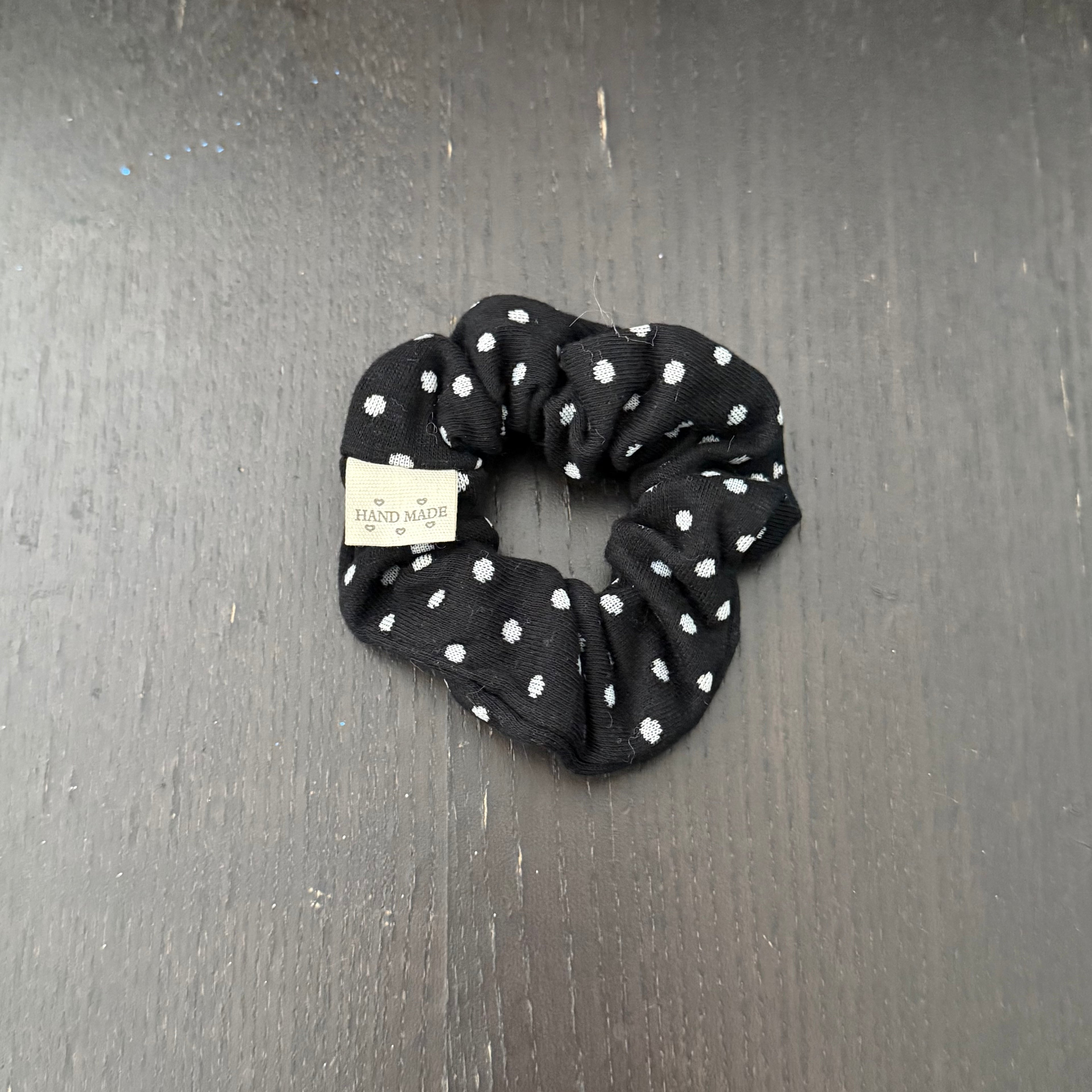 White Polka Dot Black Hair Tie｜白色波点黑色发圈