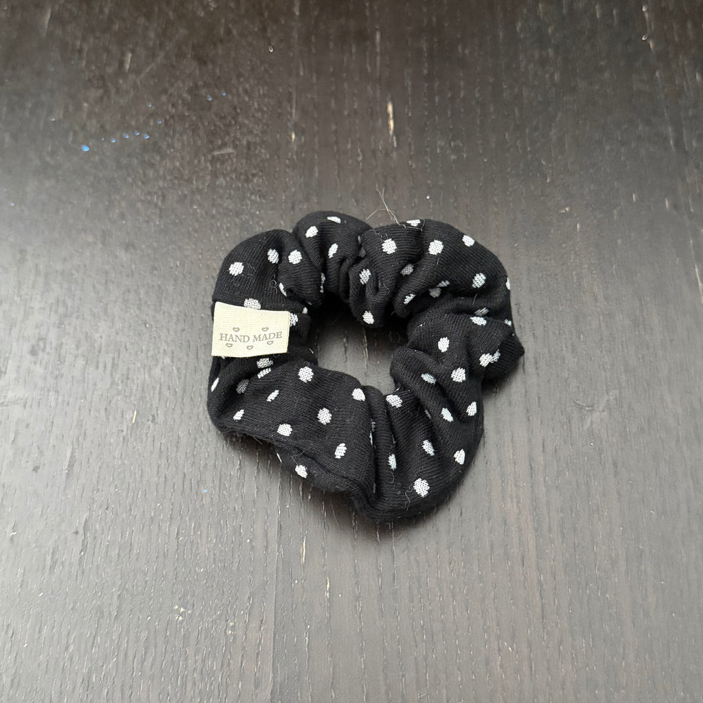 White Polka Dot Black Hair Tie｜白色波点黑色发圈