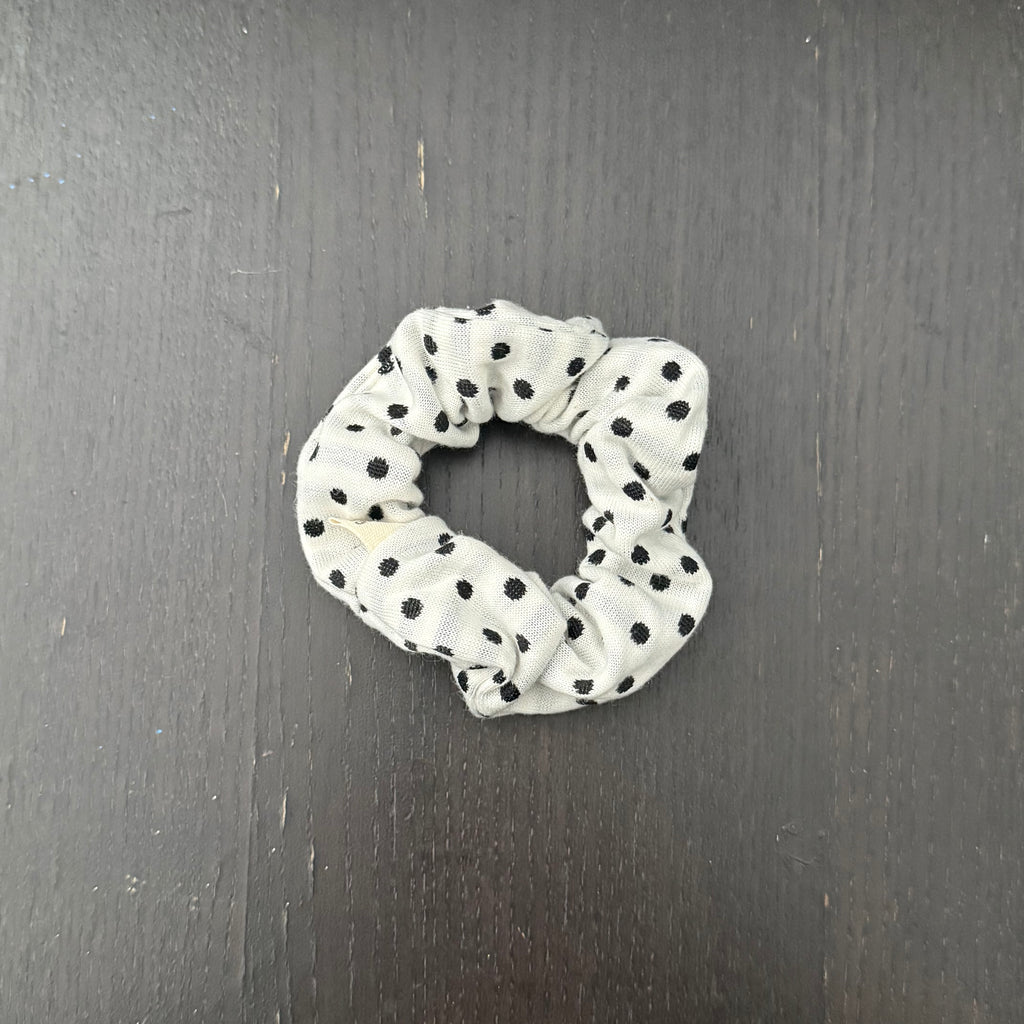 Black Polka Dot White Hair Tie｜黑色波点白色发圈