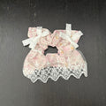 White Lace & Bow Pink Hair Tie｜白色蕾丝和蝴蝶结粉色发圈
