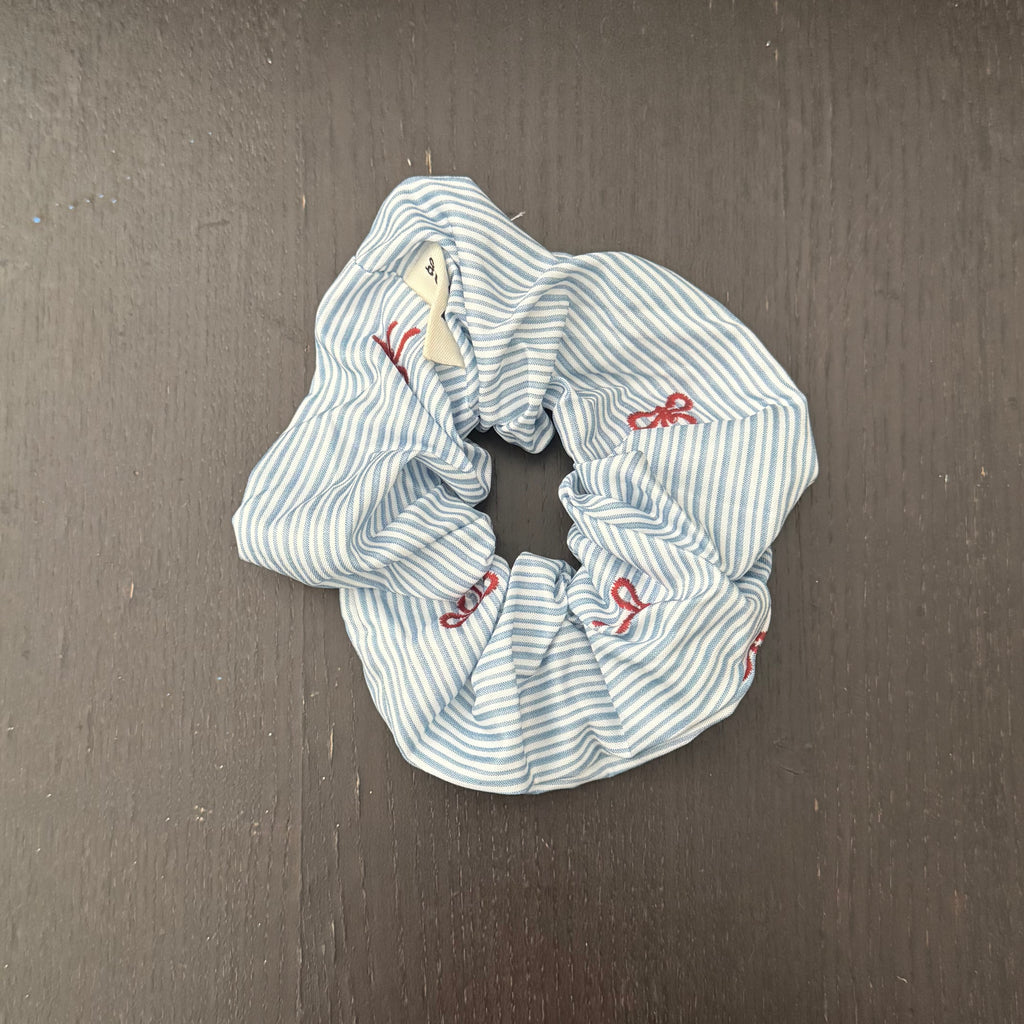 Red Bows Blue Striped Hair Tie｜红色蝴蝶结蓝色条纹发圈