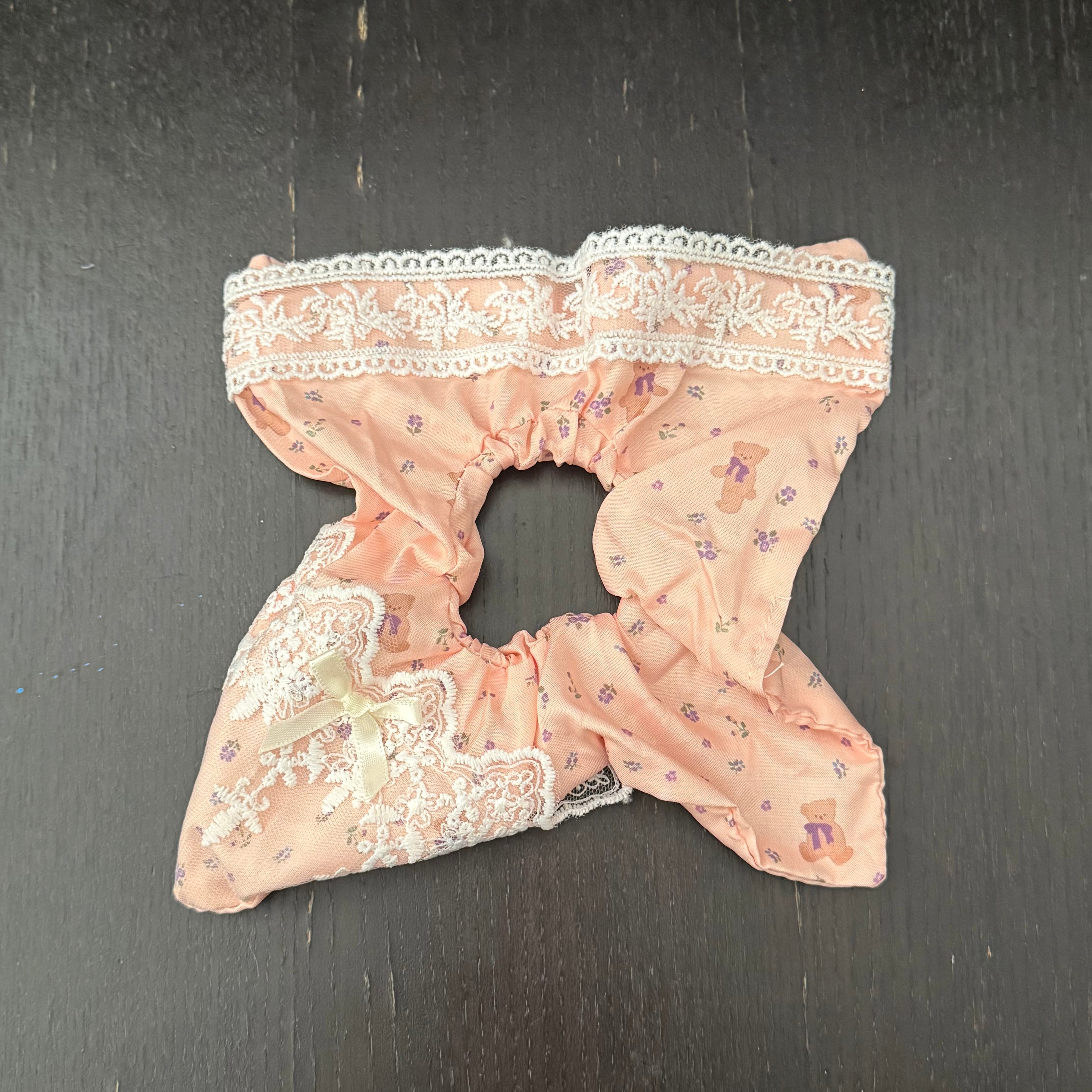 Peach Pink Bear Hair Tie｜橘粉色小熊发圈