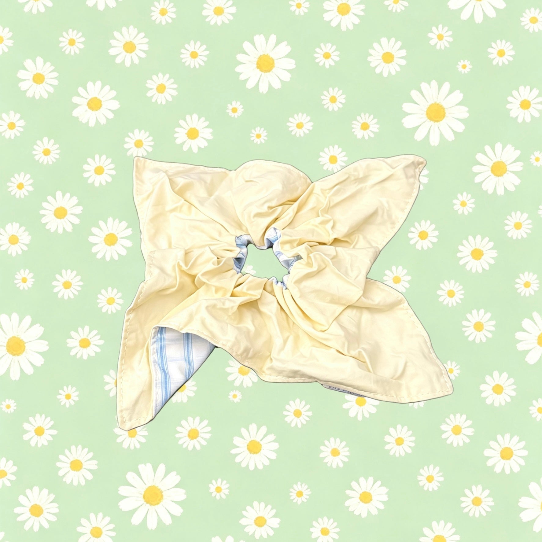 Yellow & Blue Plaid Reversible Hair Tie｜黄色蓝色格子双面发圈
