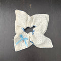 White Front Blue Check Back Hair Tie｜双面白色蓝格子发圈