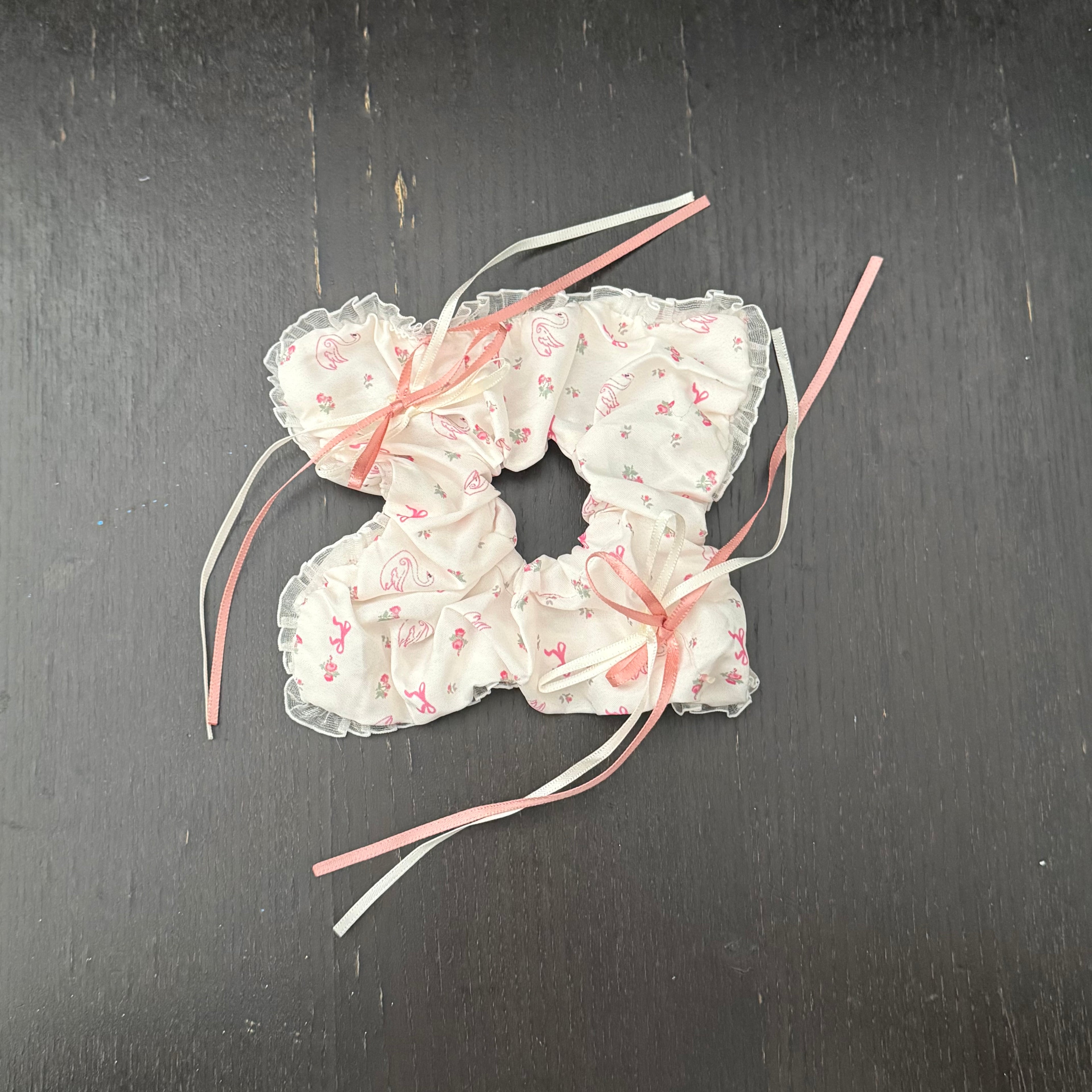 Swan Rose Bow White Hair Tie｜天鹅玫瑰蝴蝶结白色发圈