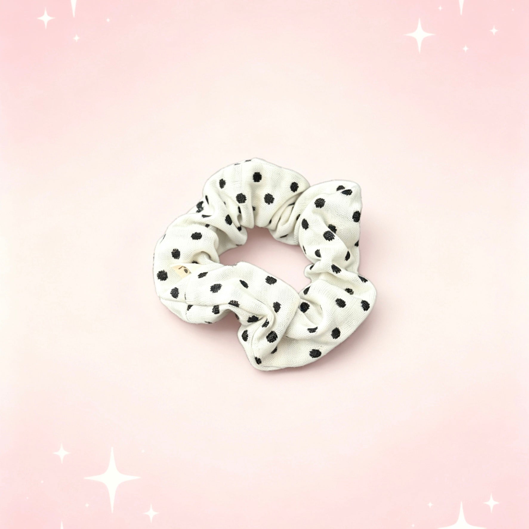 Black Polka Dot White Hair Tie｜黑色波点白色发圈
