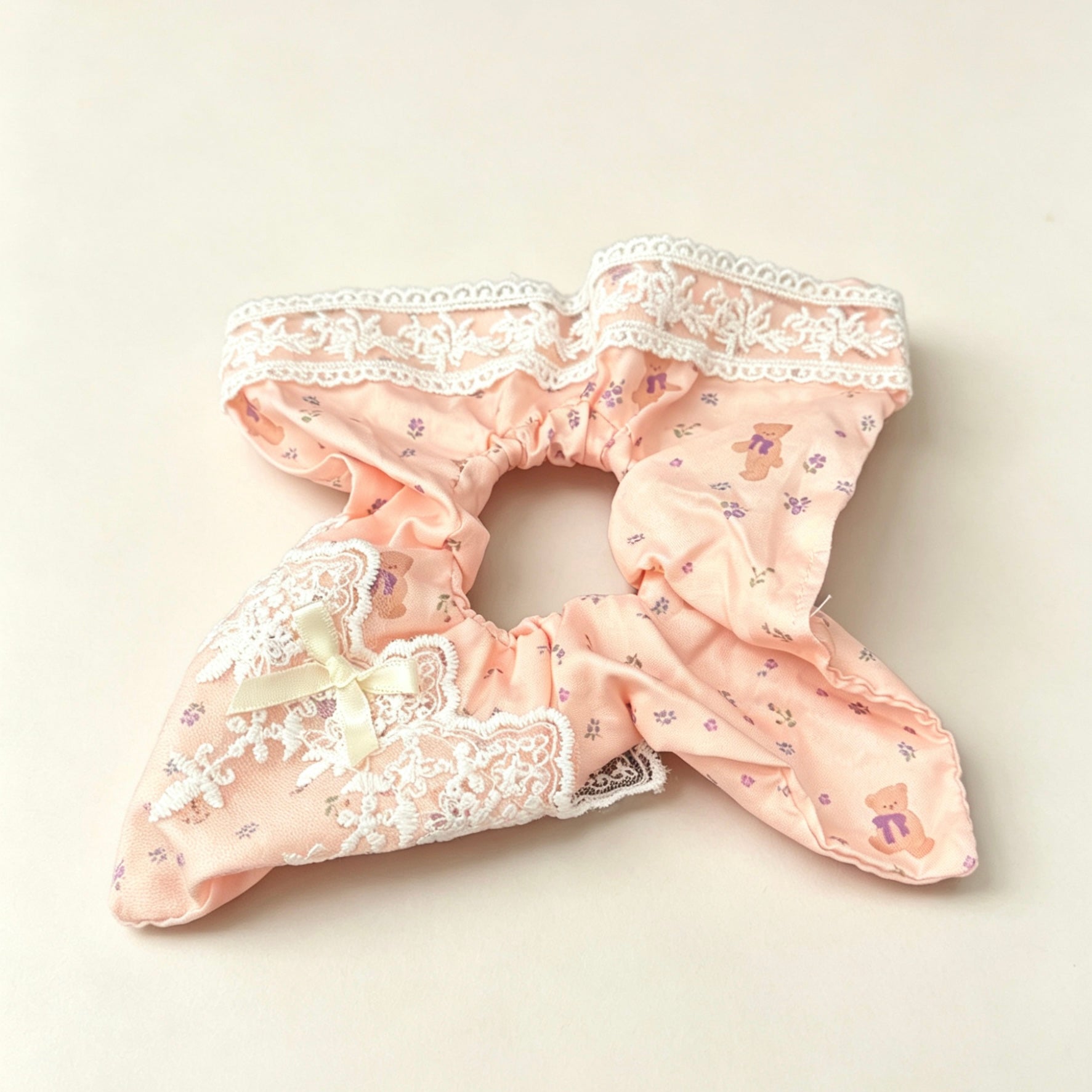 Peach Pink Bear Hair Tie｜橘粉色小熊发圈