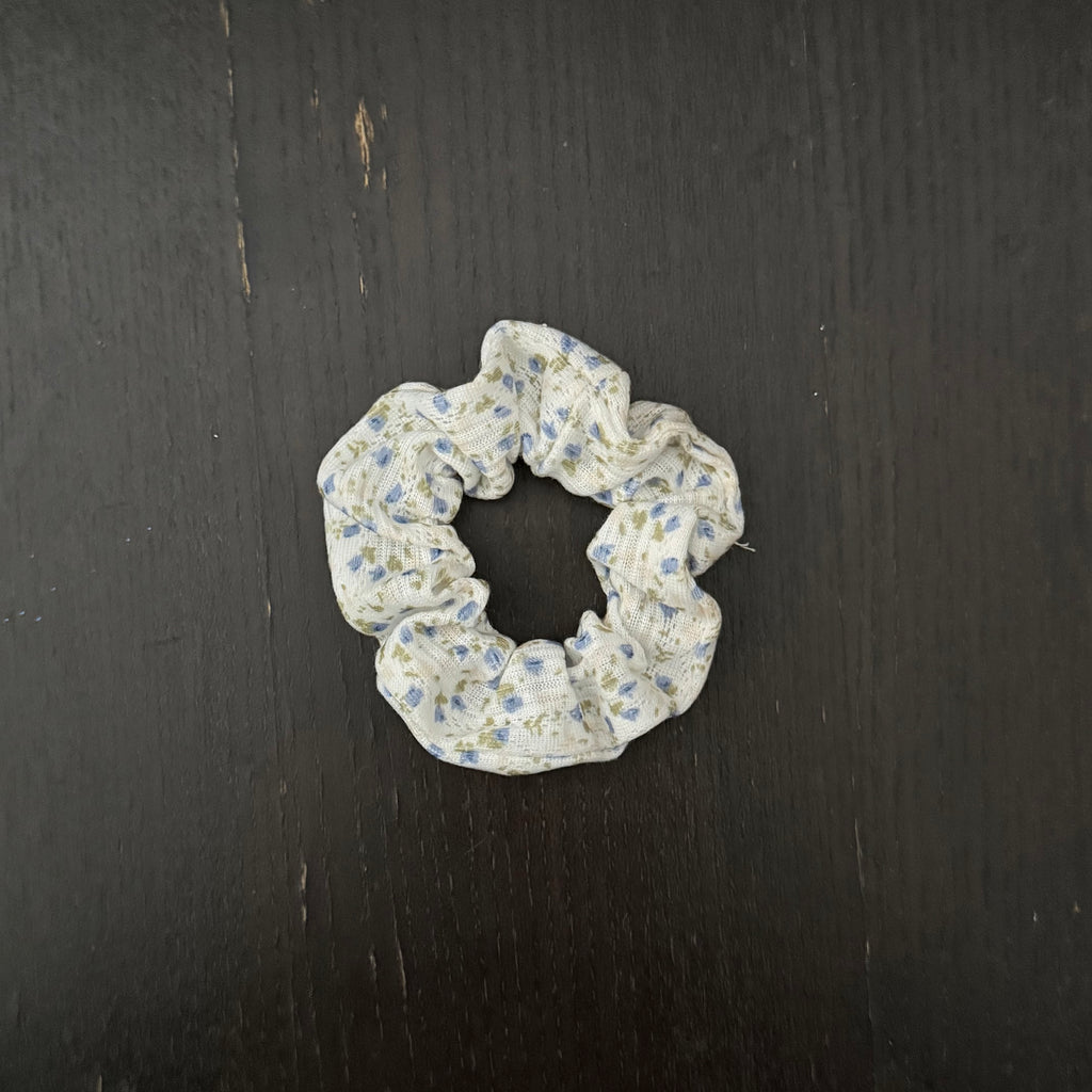 Blue Floral Organza Hair Tie｜蓝色碎花纱发圈