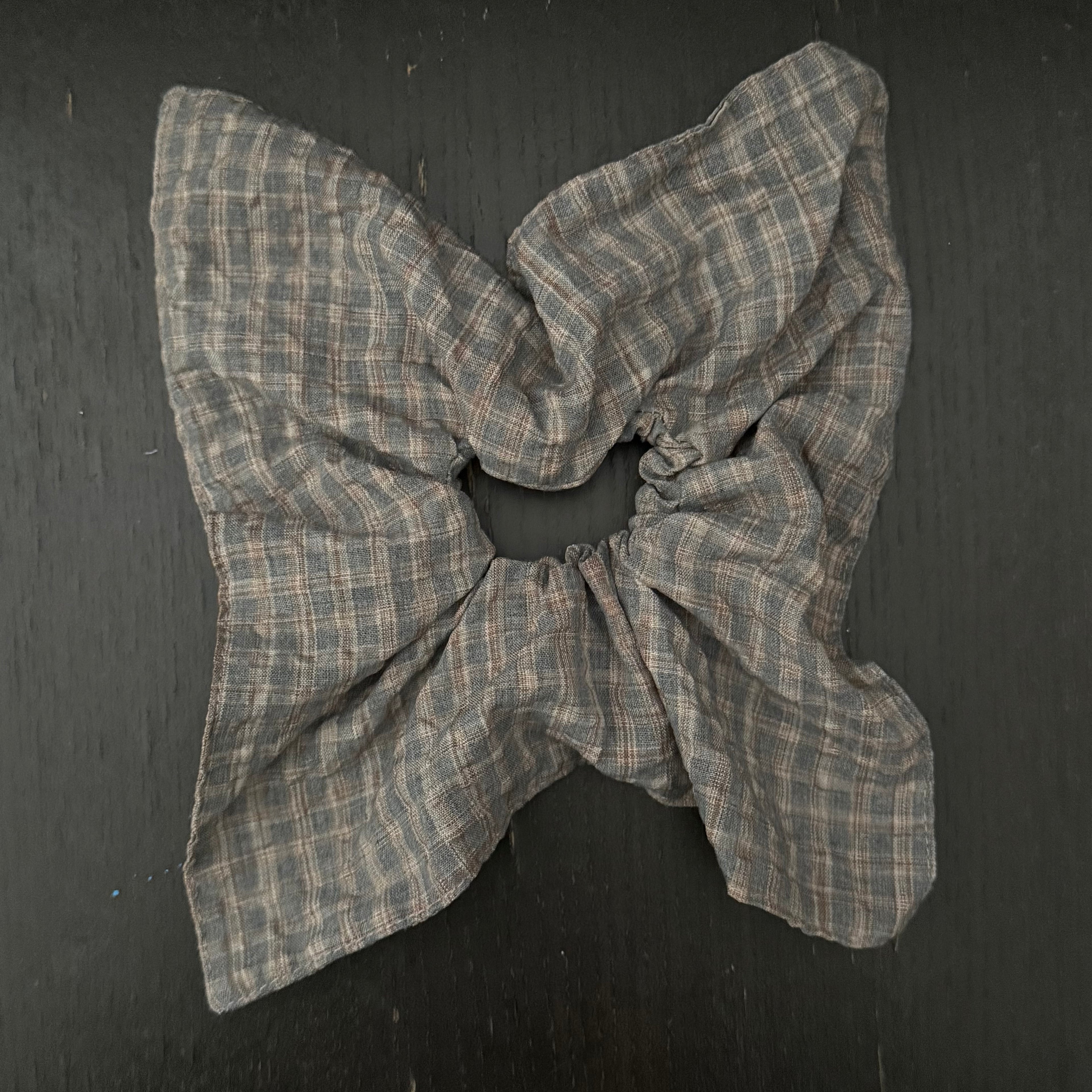 Grey Plaid Hair Tie｜灰色格子发圈