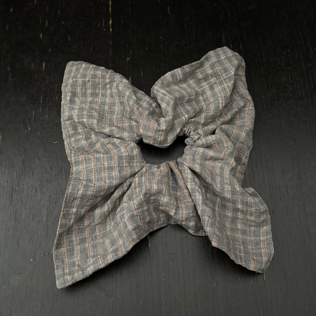 Grey Plaid Hair Tie｜灰色格子发圈