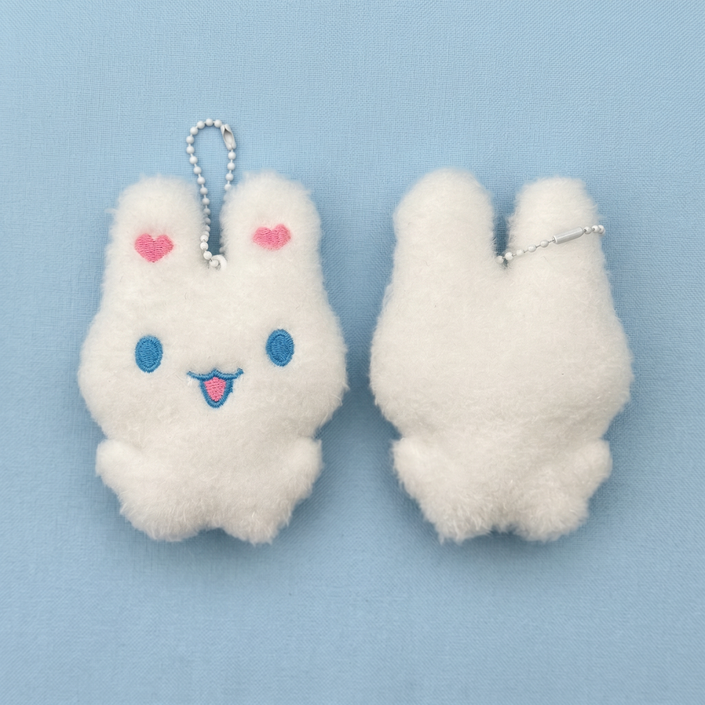 Happy Heart-Eared Bunny Keychain｜开心的爱心耳小兔子挂件