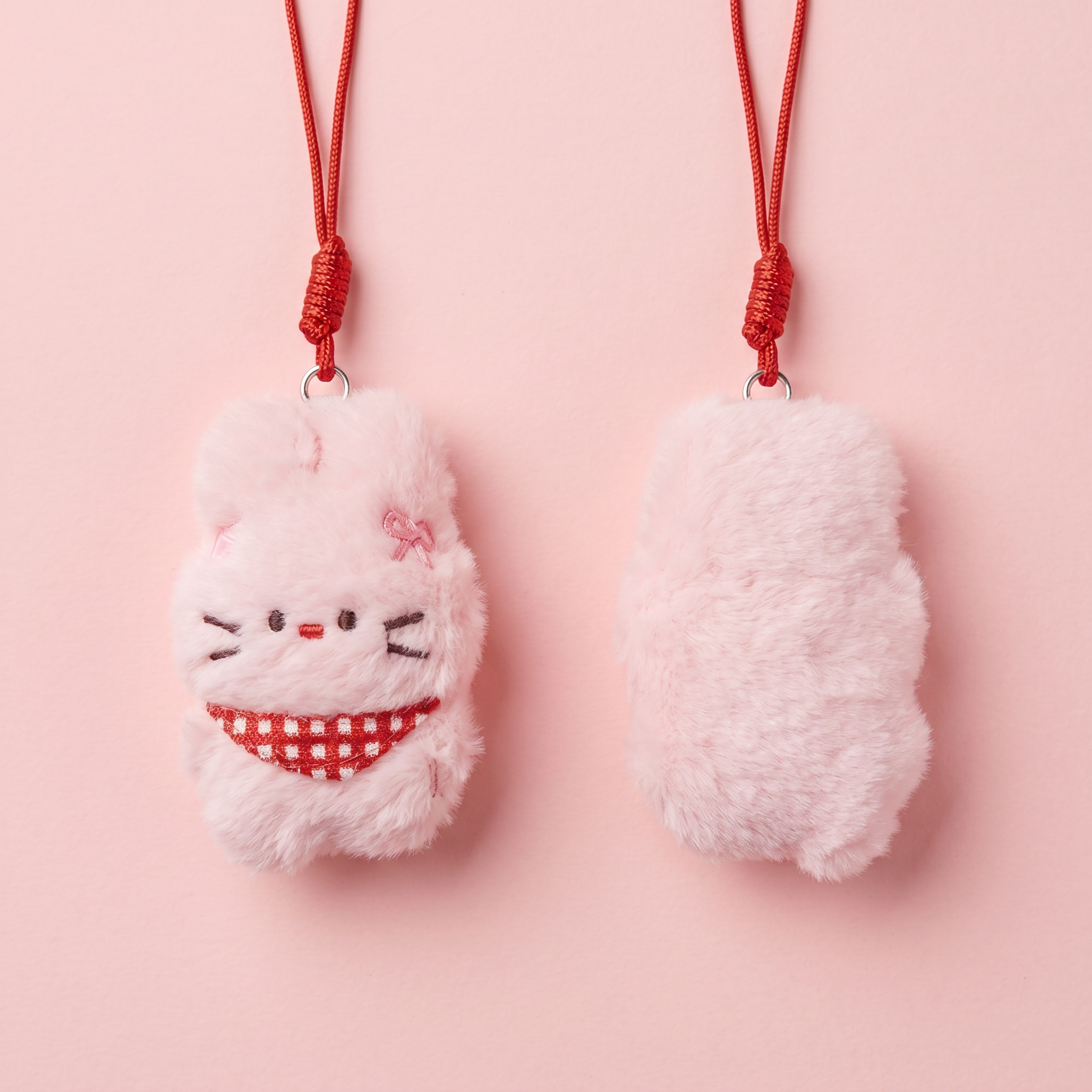 Red Plaid Neckerchief Bunny Keychain｜红色格子领巾兔子挂件