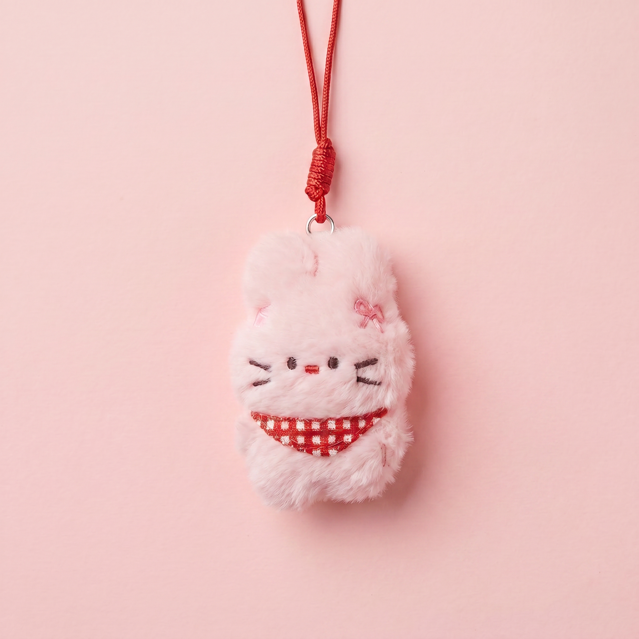 Red Plaid Neckerchief Bunny Keychain｜红色格子领巾兔子挂件