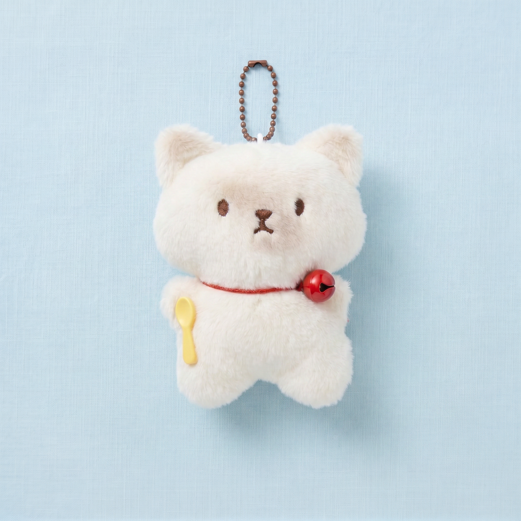 Bell-Wearing Mealtime Siamese Cat Keychain｜带铃铛准备吃饭的暹罗猫